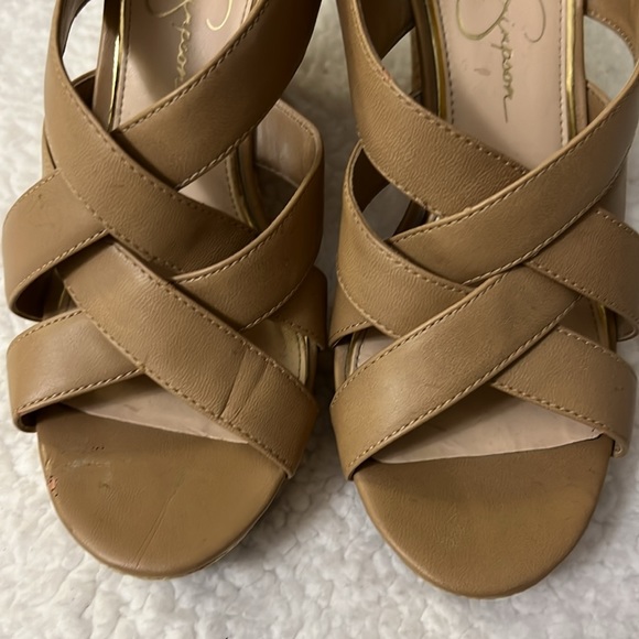 Jessica Simpson Jaime Wedge Sandals Buff Ruby Tumbled Women’s Size 8.5 - Picture 3 of 7
